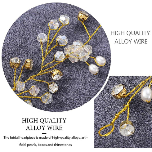 Yean Wedding Hair Vine - Long Bridal Headband Hair Accessories for Bride and Bridesmaid (Gold)