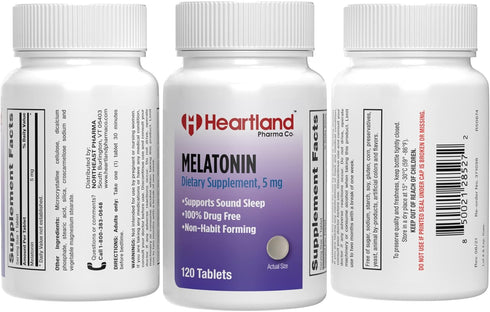 Melatonin 5mg Dietary Supplement Tablet - 100% Drug Free Sleep Aids for Adults - Supports Sound Sleeping Pills and Non-Habit Forming - Made in USA - (120 Count)