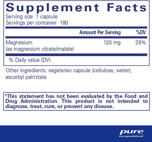 Pure Encapsulations Magnesium Supplement (Citrate/Malate) - Supports Nutrient Utilization, Energy, Bones & Heart