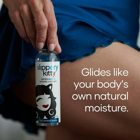 Slippery Kitty 4 Oz Water-Based Lubricant with Natural Ingredients, Sensitive Skin-Friendly, Realistic Feel. For Women