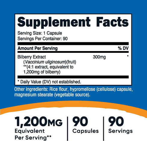 Nutricost Bilberry Capsules 1200mg Equivalent (90 Vegetarian Capsules) - Gluten Free and Non-GMO