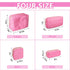 Cute Waterproof Small Pencil Case Makeup Bag for Purse, Preppy Nylon Makeup Brush Holder with Zipper (Slim-Pink Heart)