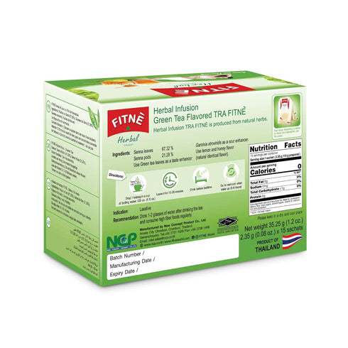 FITNE Green Tea Herbal Honey Lemon with Garcinia Senna Infusion Gentle Detox Cleanse, 15 Tea Bags, High Antioxidant