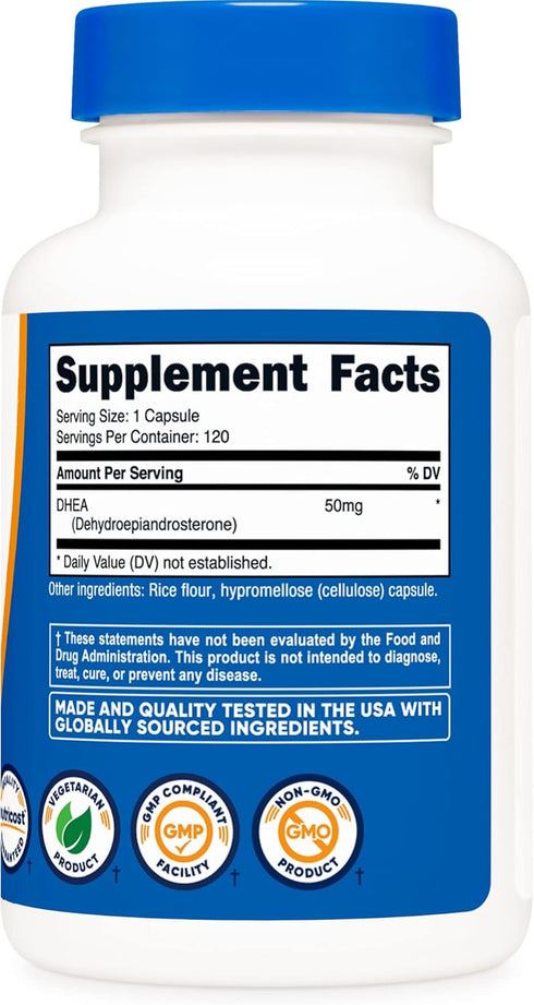 Nutricost DHEA 50mg | 120 Capsules | Gluten-Free, Soy-Free, Non-GMO