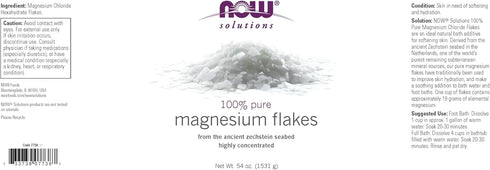 NOW Foods Solutions Magnesium Flakes, 100% Pure, Highly Concentrated, 54-Ounce, from the Ancient Zechstein Seabed