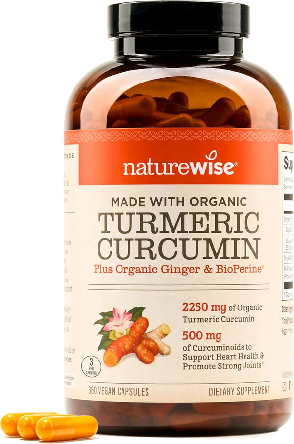 NatureWise Curcumin Turmeric 2250mg - Enhanced Bioavailability for Joint Support, Vegan, 360 Capsules