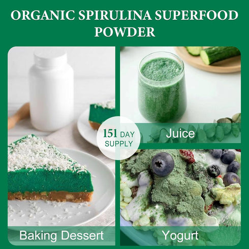 Spirulina Powder Organic: Superfood Powder for Immune Support, Natural Antioxidants & Vitamins, 1 Pound
