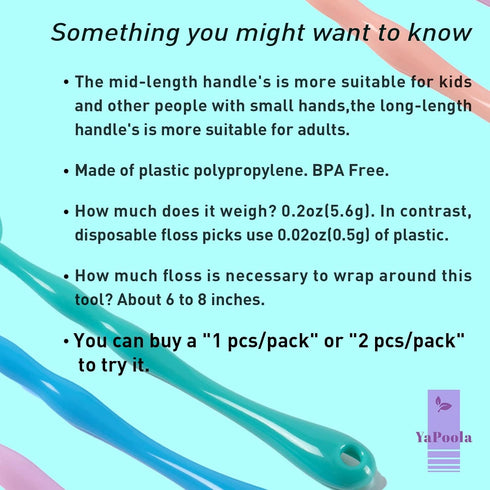 Design Reusable Dental Floss Holder, 3 Counts Interdental Cleaning Brush Handle, Floas Picks for Adults and Kids