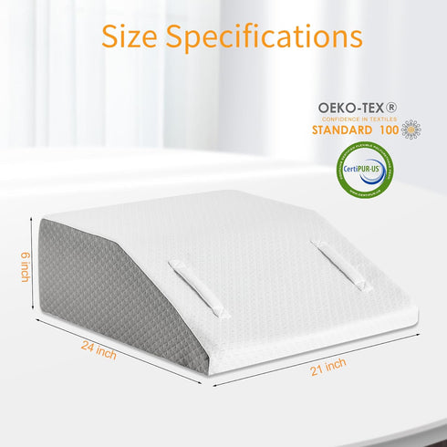 Memory Foam Leg Elevation Pillow for Sleeping, Knee Wedge Pillow for Back Pain, Swelling, After Surgery, Non-Slip Base,