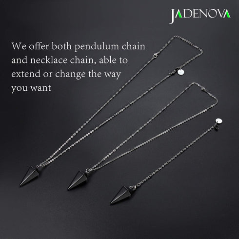 JADENOVA Pendulum Crystal Necklace - Natural Obsidian Crystal Pendulums for Divination, Dowsing, Chakra Reiki Healing