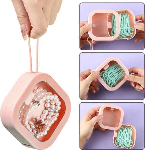 Prudiut 2pcs Hair Tie Organizer, Small Hair Tie Holder for Baby Teen Girl Women, Portable Desktop Storage