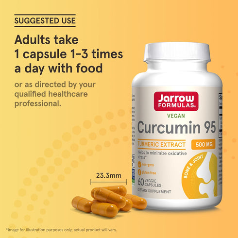 Jarrow Formulas Turmeric Curcumin Supplement, 500 mg for Antioxidant & Joint Support, 60 Capsules