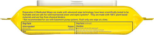 Preparation H Hemorrhoid Flushable Wipes with Witch Hazel for Skin Irritation Relief, 48 Count