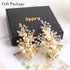 Wedding Hair Clips (2 Pcs) - Rhinestone Pearl Accessories for Bridal Women (Gold)