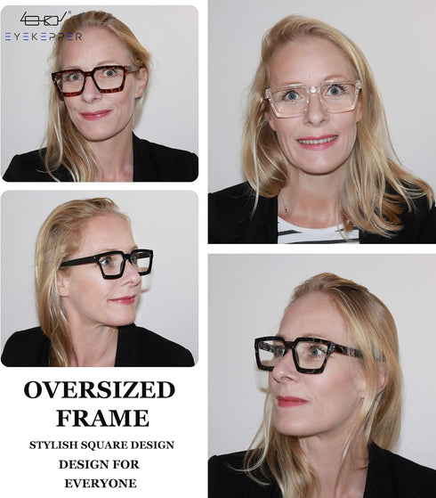 Eyekepper Bifocal Reading Glasses for Women - Stylish Bifocal Readers with Clear Lens Oversize Frame