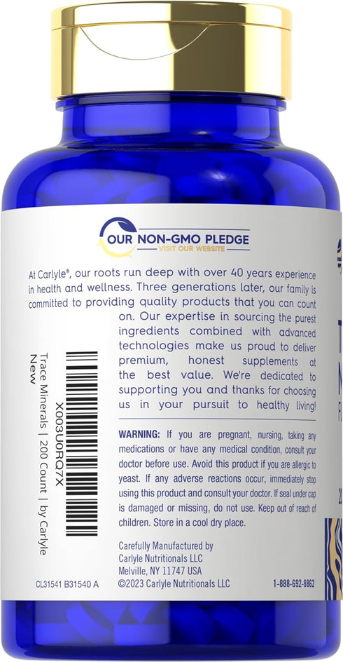 Carlyle Trace Minerals | 200 Tablets - Full Spectrum Supplement | Non-GMO & Gluten Free Complex