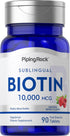 Biotin 10000mcg by Piping Rock - 90 Berry Flavor Tablets, Vegetarian, Gluten Free