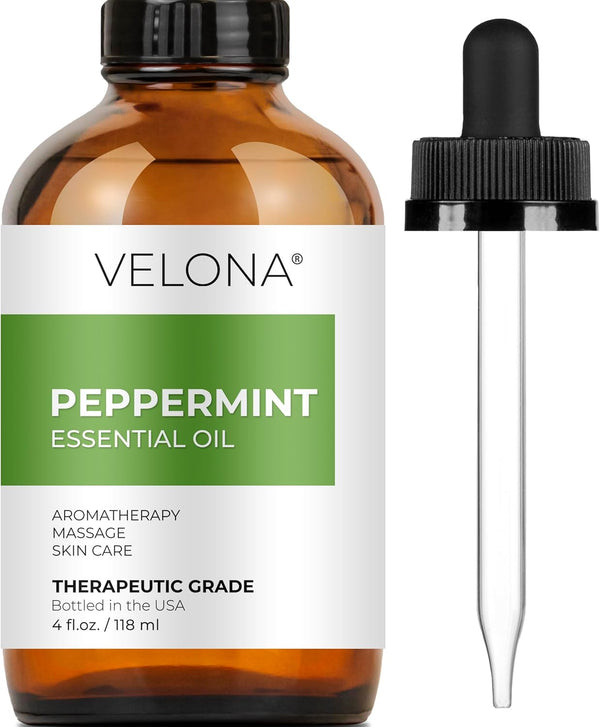 Peppermint Essential Oil by Velona - 4 oz | 100% Pure Natural | for Aromatherapy Diffuser, Massage, Skincare
