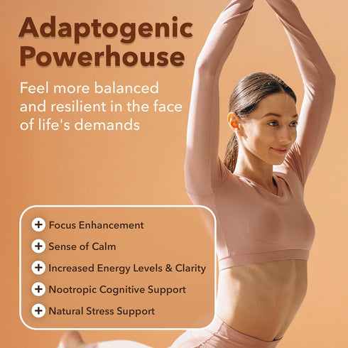 USDA Organic Lions Mane Supplement Capsules - 10x Adaptogenic Mushroom Complex - 18,600mg/serv with Ashwagandha, Chaga,