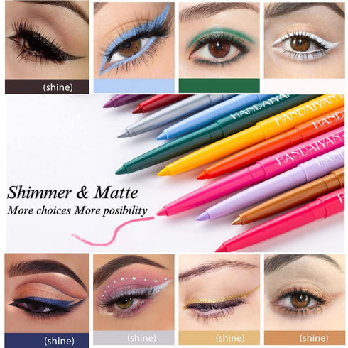 eyeliner pencil waterproof retractable eyeliner creamy pigmented smudge proof eye liner pen shimmer Dark Blue