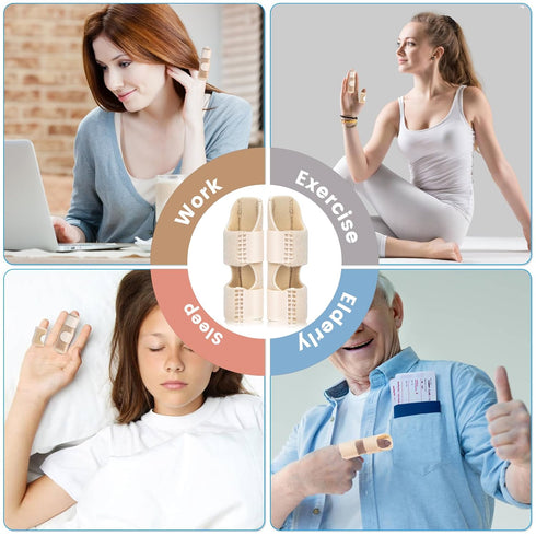2PCS Finger Splints, Finger Brace for Trigger Finger, Arthritis, Pain Relief for Index, Middle, Ring Finger (Beige)