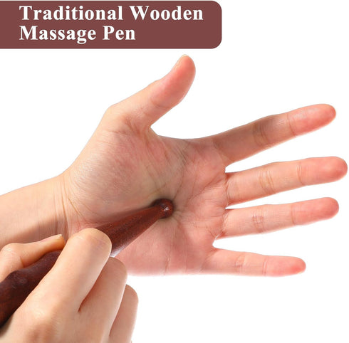 Shimmeroo Acupuncture Massage Tools, Wooden Massage Pen Acupressure Pen Pressure Point Tool for Relaxing Body Hand Foot