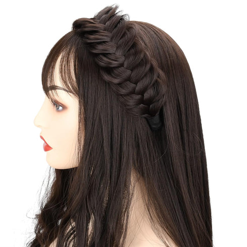 Wide Messy Braided Headband with Teeth, Synthetic Hair Plaited Headband, High Elasticity Braids for Girls & Women