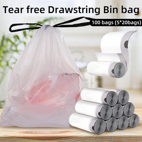 4 Gallon Trash Bags, 100 Count, Drawstring Garbage Bags, Thickened Unscented Wastebasket Liners for Bathroom Office