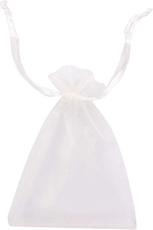 ATCG 100pcs Drawstring Organza Pouches, 3x4 Inches, Wedding Party Jewelry Favor Bags (WHITE)
