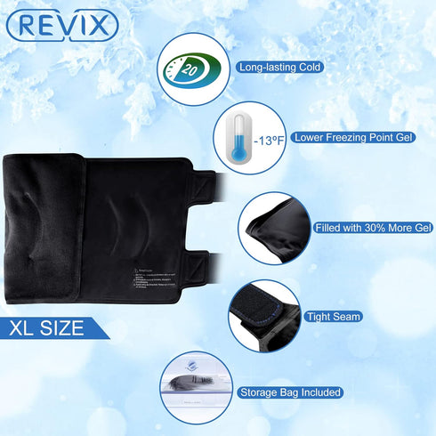 REVIX XL Ice Pack for Knee Replacement Surgery, Cold Compression Wrap for Knee Pain Relief and Swelling
