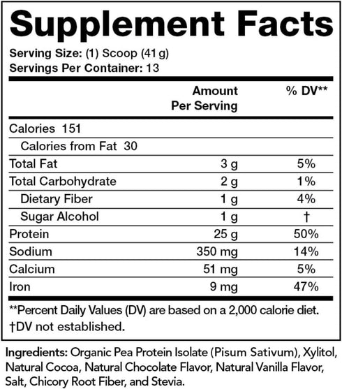 Olympian Labs Pea Protein Shake, Chocolate, Small, 18.8 Ounce