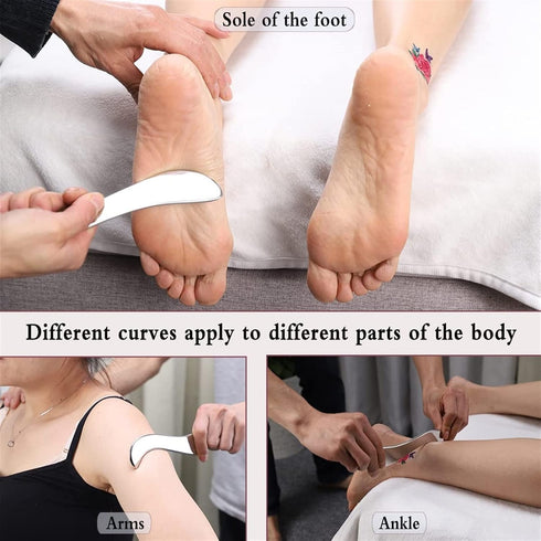 MObyat 1Pcs 2) Stainless Steel Gua Sha Scraping Massage Tool, Muscle Scraper Physical Therapy for Soft Tissue for Back