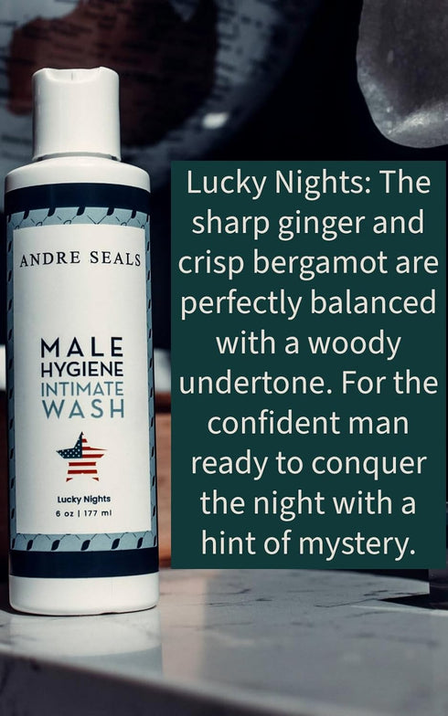 Intimate Wash for Men, Lucky Nights Scent – Refreshing Genital Care & Odor Control, Men's Hygiene