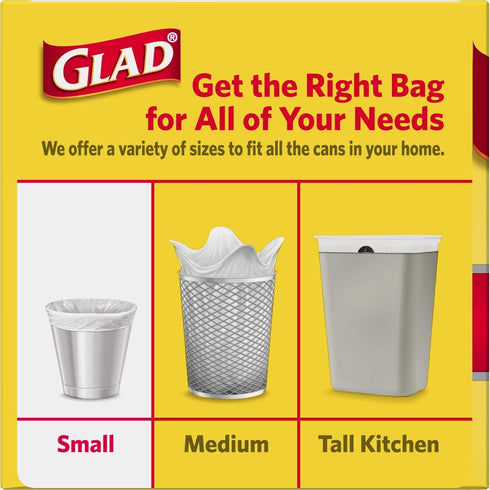 Glad Trash Bags, Small Garbage Bags - 4 Gallon White Trash Bag, 30 Count