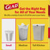 Glad Trash Bags, Small Garbage Bags - 4 Gallon White Trash Bag, 30 Count