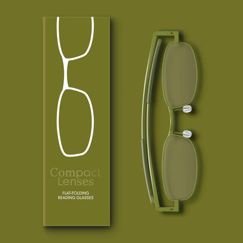 IF Compact Lenses Readers Slim Flat-Folding Unisex Reading Glasses, Olive