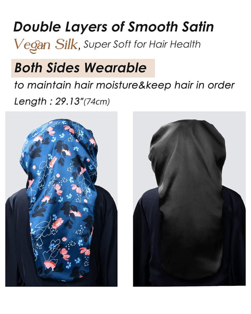YANIBEST Long Bonnet Braid Bonnet for Sleeping, Adjustable Satin Silk Sleep Bonnet for Women Locs