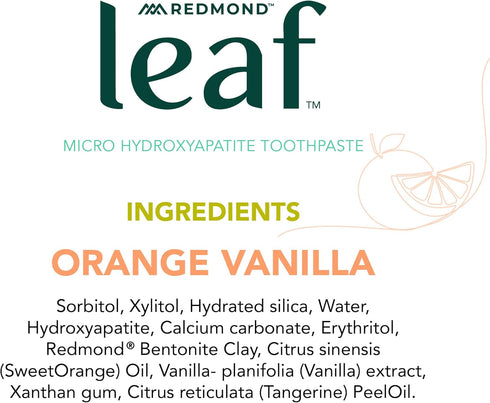 Hydroxyapatite Toothpaste in Orange Vanilla Flavor - REDMOND Leaf