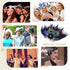 Yokawe 20s Elegant Black Peacock Feather Hair Clip with Flowers, Gatsby Party Accessories for Women