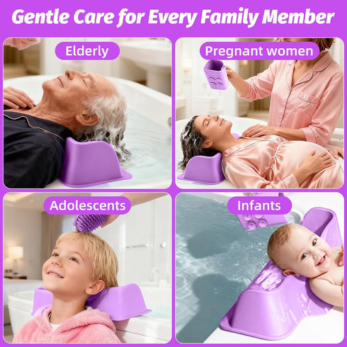Hair Washing Station for Kids, Portable Hair Washing Basin for Sink or Bathtub, Silicone Shampoo Bowl with Rinse Cup