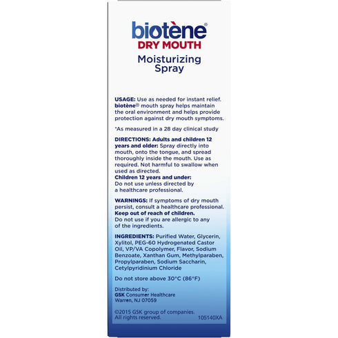 Biotene Gentle Mint Moisturizing Mouth Spray, Sugar-Free, for Fresh Breath and Dry Mouth, 1.5 ounce