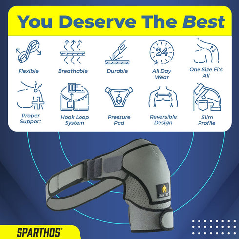 Sparthos Shoulder Brace for Light Support - Adjustable Sleeve for Rotator Cuff Relief, Fits Left or Right