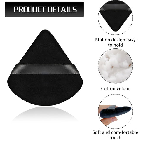 8 Pieces Triangle Makeup Puff with 4 Travel Cases, Reusable Velour Cosmetic Foundation Blender Sponge for Loose Powder