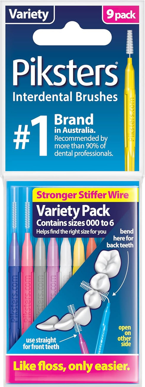 Piksters Interdental Brushes, Variety Pack Size 000-6. Find The Right Size for
