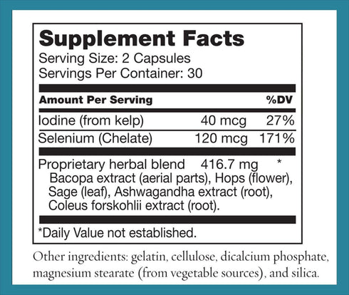 T-Balance Plus Natural Thyroid Supplement, 60 Capsules for Subclinical Hypothyroidism