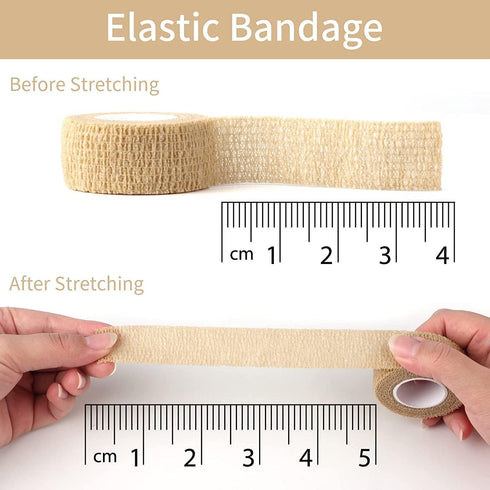 JIAKAI 6pc-1 Inch Wide Skin Colour Elastic Self- Adhesive Bandage Finger Tape,Wrap Bandages, for Wrist and Ankle