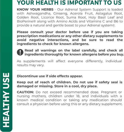 Adrenal Support & Cortisol Manager - Non-GMO, 120 Capsules, Powerful Adrenal Health with Ashwagandha