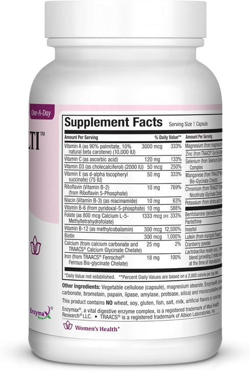 Women's Daily Multivitamin Once Daily with Biotin, Vitamins A B C D E, Calcium, Zinc, and More, Natural, Non-GMO, 60