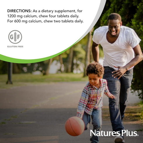 NaturesPlus Chewable Cal/Mag/VIT D3 with Vitamin K2 - 60 Vanilla Tablets - Bone Health Supplement, Gluten-Free