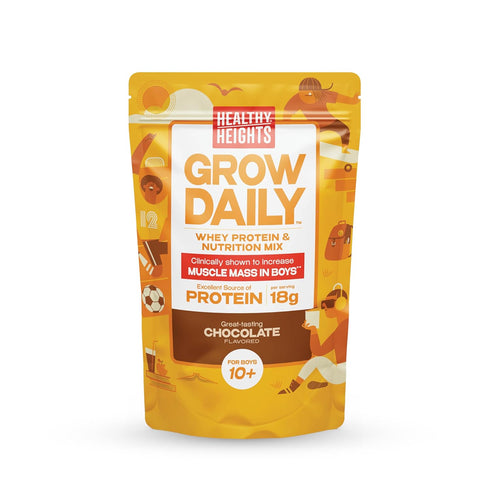 Healthy Height Grow Daily Kids Protein Drink Mix (Chocolate) - High Protein Shake for Boys 10+
